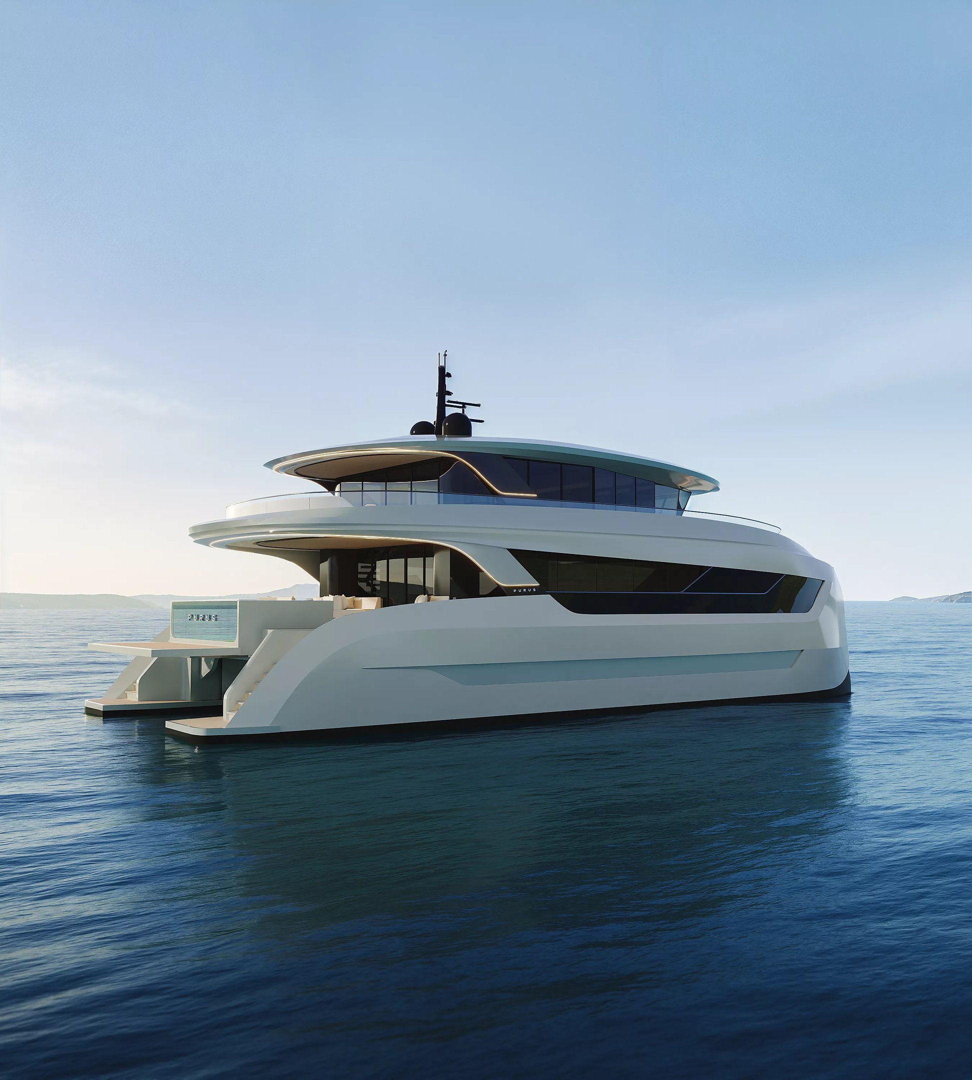 Purus catamaran 3D render