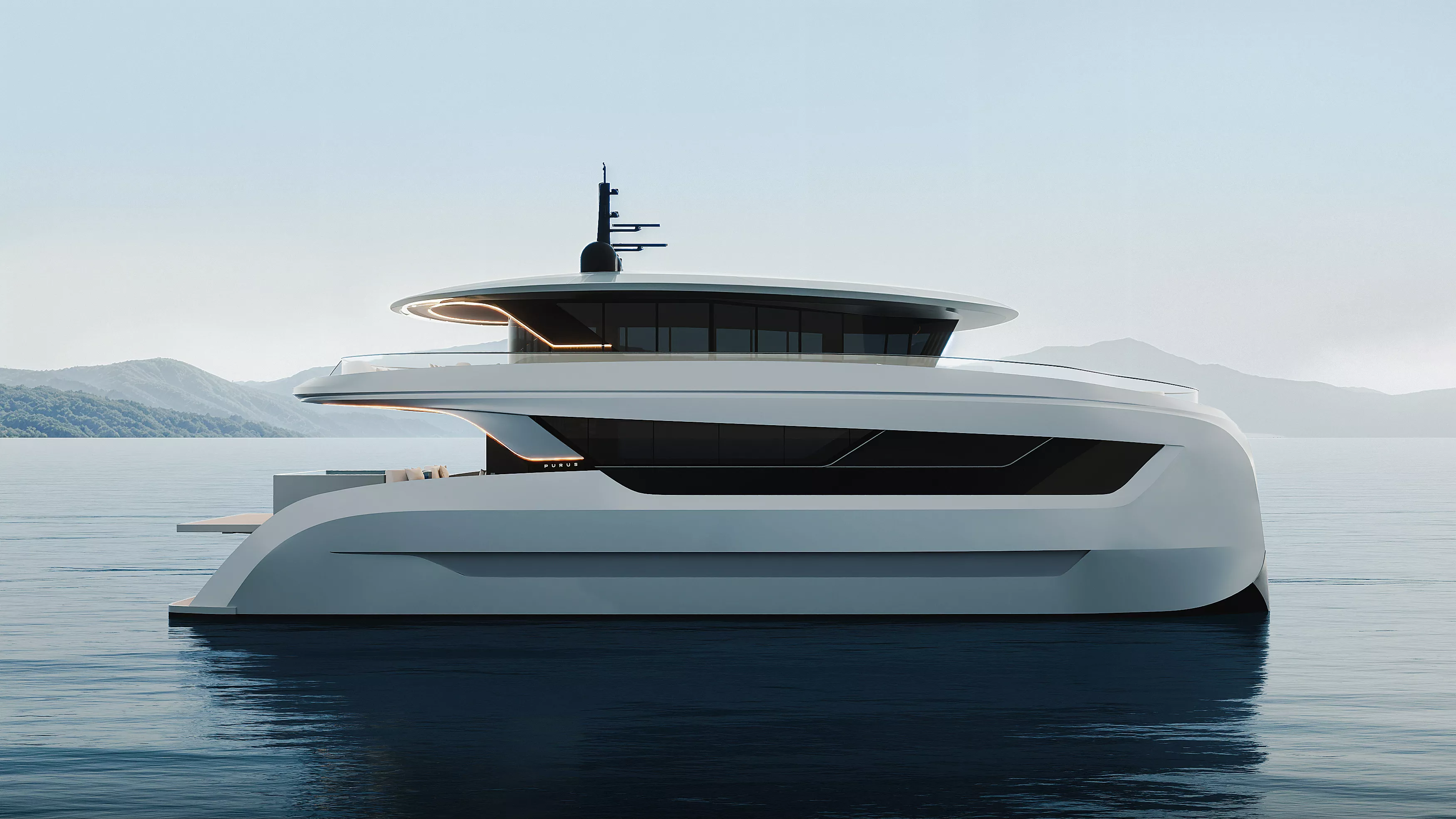 Purus 26m catamaran exterior design by RSantos Design