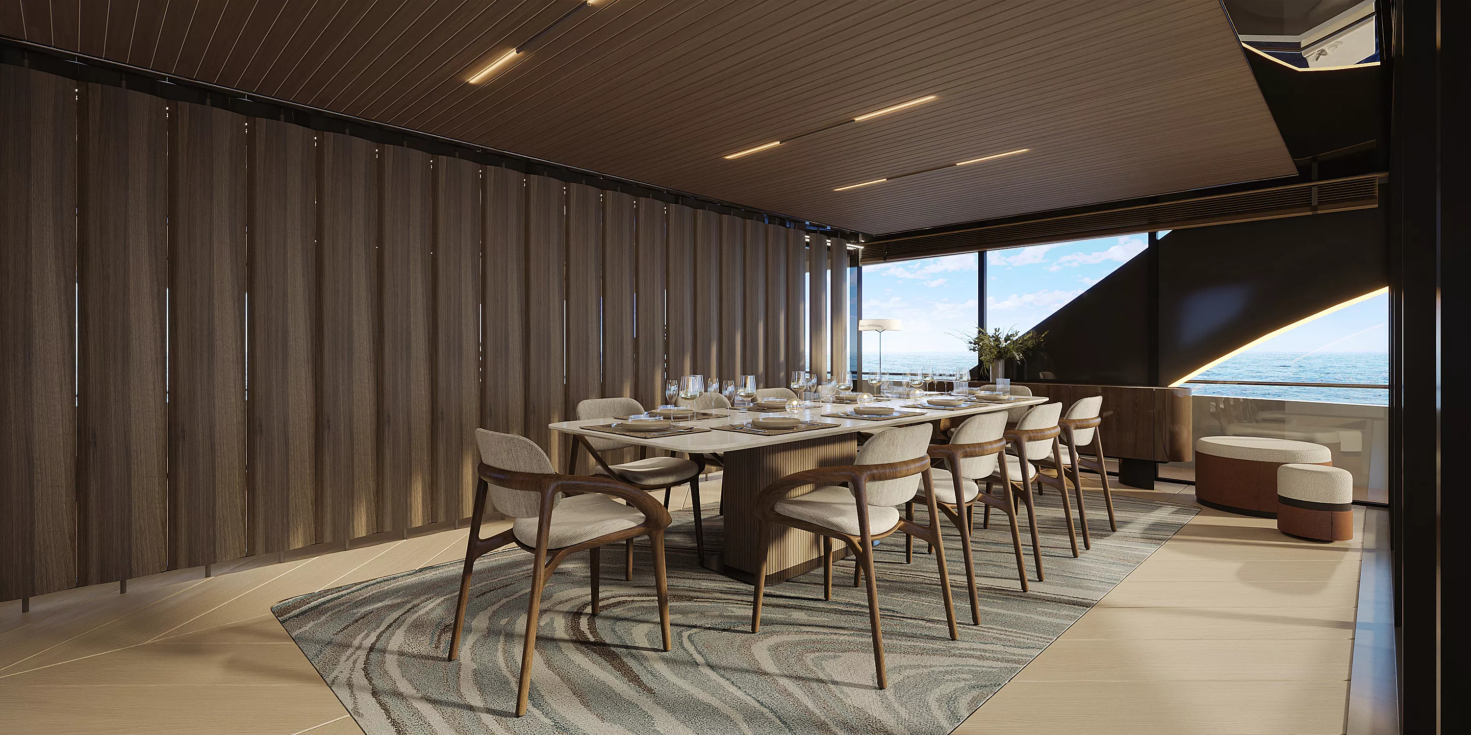 Purus catamaran dining area